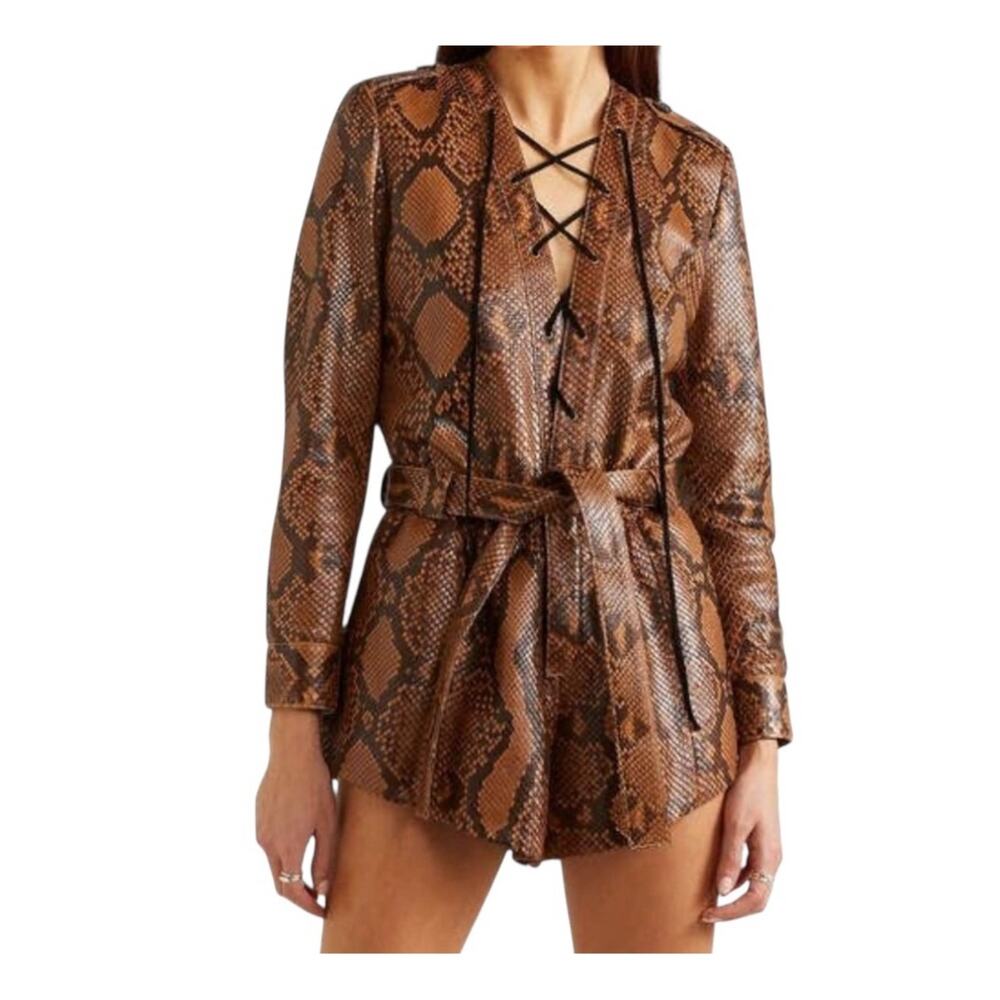 Saint Laurent Paris '18 Python Belted Playsuit Romper F36 US 4 Full Silk Lining